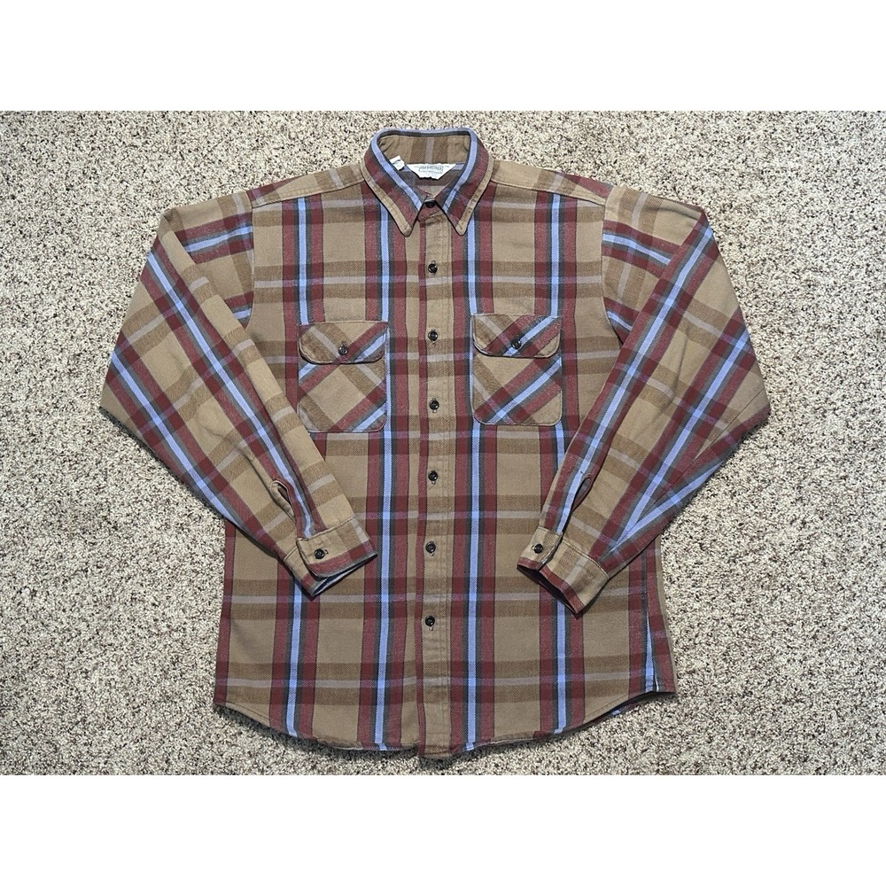 Five Brother Tallman Vintage Flannel Shirt Red Blue Plaid Large Union Made USA